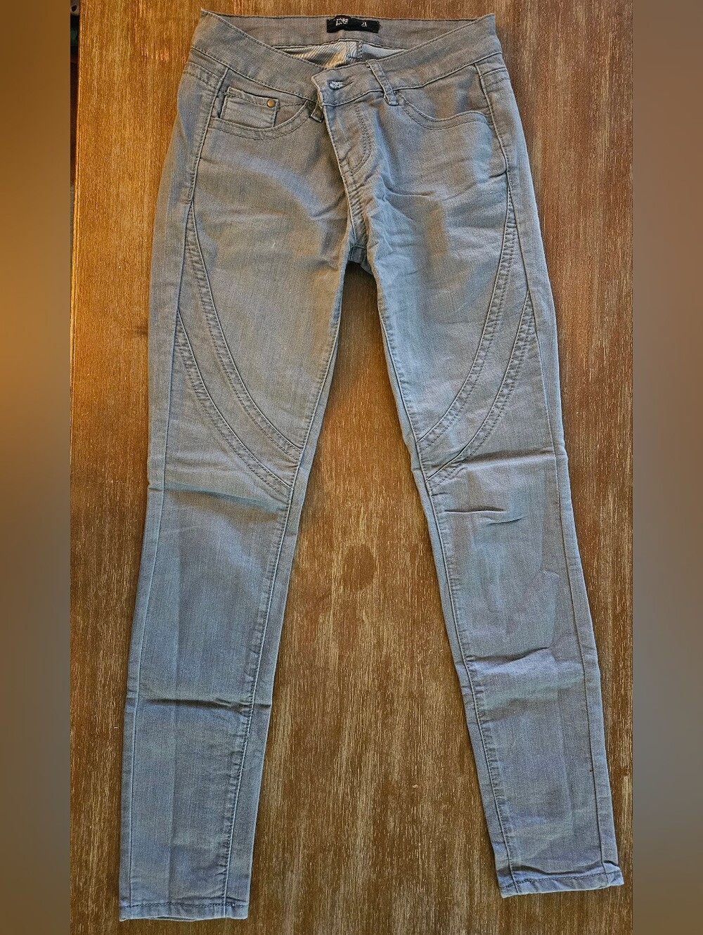 Forever 21 Light Gray Skinny Jeans with Curved Seam Detailing
